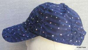 Navy Blue Womens GLITTER Baseball Hat Sequin Cap  
