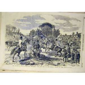   1855 Buck Hounds Salt Hill Leech Sketch Old Print Hunt