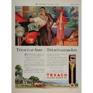 1929 Ad Texaco Golden Motor Oil Vintage Gas Station   Original Print 