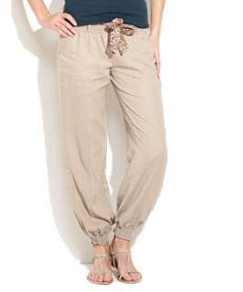 Stone (Stone ) Cuffed Linen Harem Trousers  236030216  New Look