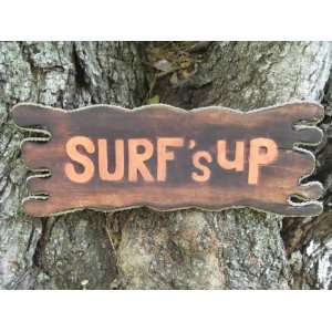  SURFS UP SIGN DRIFT WOOD 20   TIKI BAR DECOR Patio 