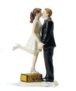 Kiss and Were Off Wedding Cake Topper  