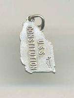Vintage sterling USS CONSTITUTION SHIP charm profile  