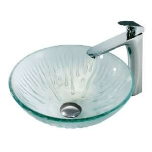   VGT138 Molded Ice LShaped Faucet Vessel Sink, Chrome