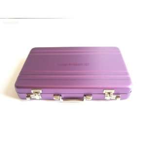 Aluminum Briefcase Style Business Card Holder   Purple 