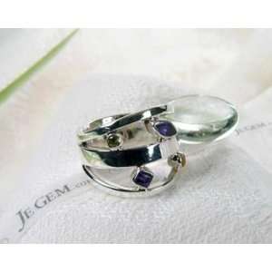   Sterling Silver Citrine, Peridot, African Amethyst Ring Jewelry