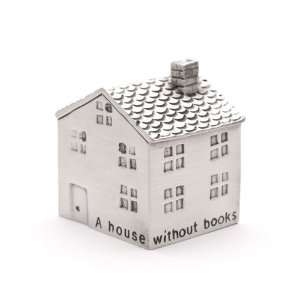   without books Pewter House Shaped Paperweight 