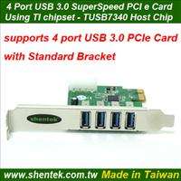 port USB 3.0 PCIe PCI Express Card TI TUSB7340 Standard Low Profile 