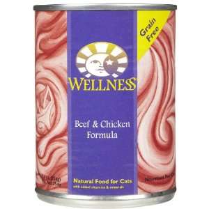  Wellness Can Cat Food Case 12.5oz Beef/Chicken Pet 