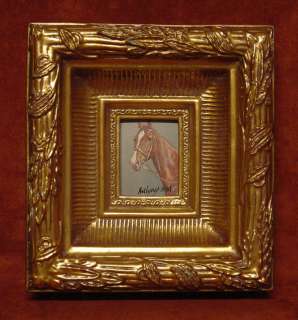 Brown Horse Portrait, Miniature Framed Painting,15S5  