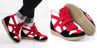   Top Strap Sneakers Shoes US 6~8 / Black Red Beige Ladies Ankle Boots