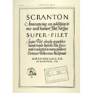1922 Ad Scranton Super Filet Italian Laces Curtain Tables Cover 