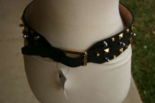 Gucci Black Studded Wide Belt NWT 80 32  