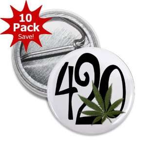  420 Marijuana Pot Leaf 10 Pack of 1 inch Mini Pinback 