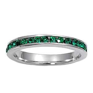  Sterling Silver Eternity Ring   Emerald CZ   3 mm, Size 10 