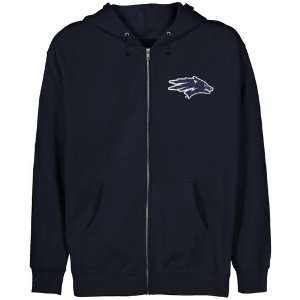   Nevada Wolf Pack Youth Navy Blue Logo Applique Full Zip Hoody: Sports