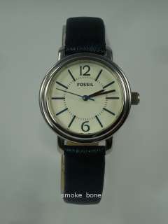 Fossil Damenuhr / Damen Uhr Lederarmband Blau weiß NEU ES2705 / Es 