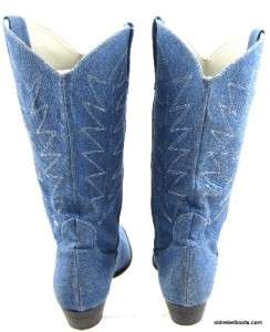 Rock N Roll Blue Jeans Baby Sassy Denim Cowboy Boots Leather Lined 