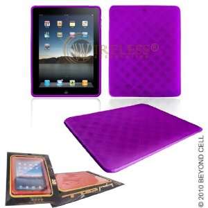 Premium   Apple iPad Smart Touch TPU Engraved Purple Plaid Pattern 