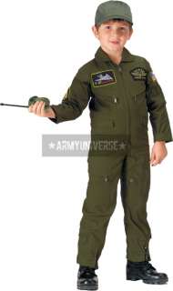 Olive Drab Top Gun Flight Suit Coverall (Kids)  