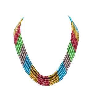   Womens Jewelry 5 Layer Strands Multi Color Crystal Necklace Jewelry