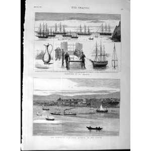    1877 St. Helena Turn Severn Danube River Ships Jug