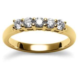  18k Yellow Gold 5 Stone Diamond Band (1/2 cttw), Size 9 Jewelry