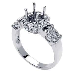  950 Platinum Semi Mount Side Stone Engagement Ring (0.65ct 