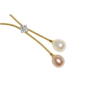 Natural Colored Fresh Water 10.00 Multi Colored Drop Pearls, Set on an 