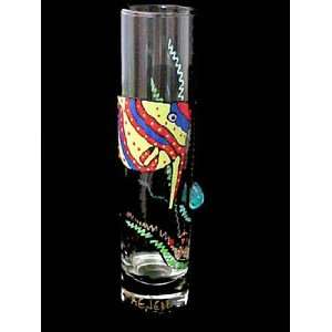  Angel Fish Design   Hand Painted   Bud Vase   7.5 inches 