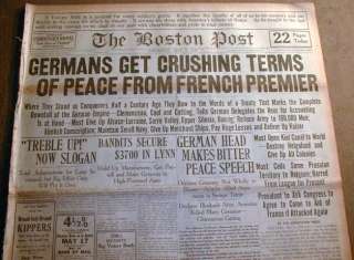 1919 newspapers w HEADLINES WW I ends & road to WW II begins GERMANY 