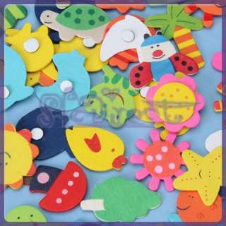 48 Colorful Baby Kids HANDCRAFT DIY Wooden Carton Fridge Magnet 