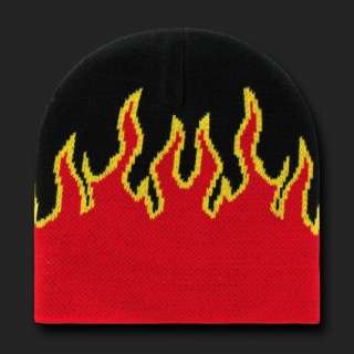   Flame Short Fire Beanie Beanies Winter Ski Hat Hats Skull Cap  