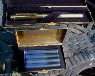 Vtg Sheaffer Imperial Brass Fountain Pen +Case & Refill  