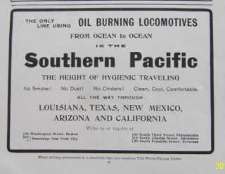 1904 SOUTHERN PACIFIC RAILROAD AD   Oil Burning Locomotives  