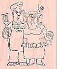 NEW ART IMPRESSIONS RUBBER STAMP FUNNY BBQ COUPLE cooking chefs golden 