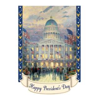 Thomas Kinkade Happy Presidents Day Flag Banner  