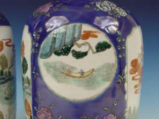   Reflecting Pair Chinese Porcelain Vases Fam Verte 19th C. Marked
