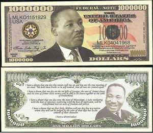 Lot of 100 Bills   MARTIN LUTHER KING JR MILLION DOLLAR  