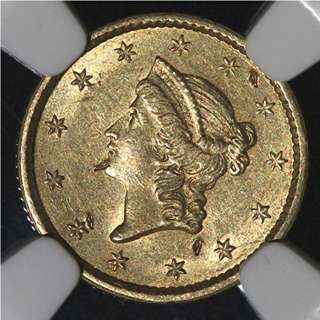   1853 LIBERTY HEAD TYPE 1 GOLD DOLLAR NGC GRADED AU DETAILS OBV DAM OLD
