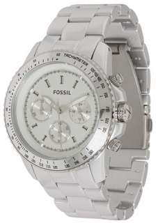 Brand New Fossil Stella Large Silver Aluminum Chronograph Mens Watch 
