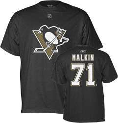 Evgeni Malkin Black Reebok Name and Number Pittsburgh Penguins T Shirt 