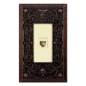 Creative Accents 1 Gang Antique Bronze Phone Jack Wall Plate 