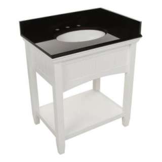 Westchester 30 in. Vanity in White with Granite Top in Black and Sink 