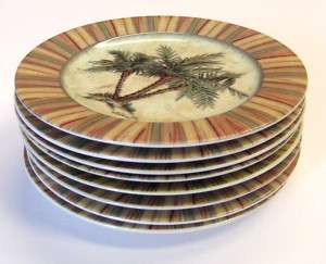 Kathleen Denis 8 Ceramic Plates Palm Trees Canape  