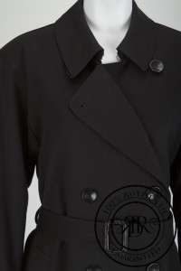  $895 BLACK DOUBLE BREAST BELTED COAT 10 (51167)  