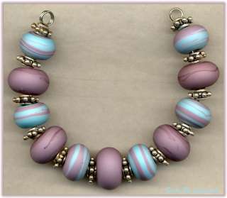 Pastel Purple & Turqoise Lampwork Beads Glass Bead Set  