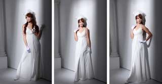Japan Sexy Elegant Greek Goddess White Long Gown Dress  