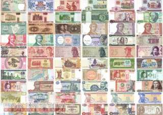 60 verschiedene Banknoten aus aller Welt UNC / kfr.  