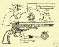 SAMUEL COLT Revolver Pistol 1850 US Patent Print_P131  
